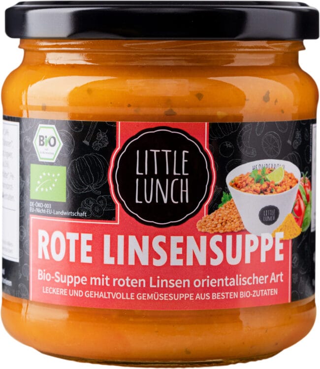 Die rote Linsensuppe gehört zum Sortiment der Little Lunch Gründer.
